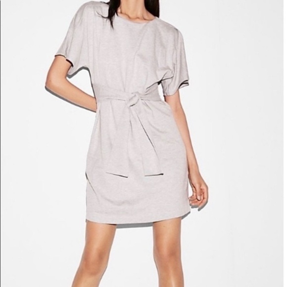 Express Gray Shirt Dress with attached front tie